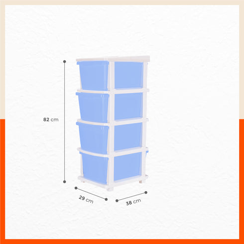 Stomo 4 Drawer Multi-Purpose Storage Organizer for Home and Office (Sky Blue)